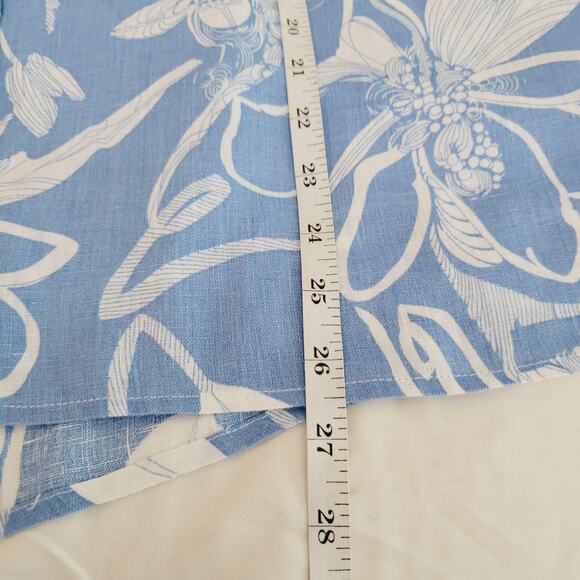 Magaschoni Shirt Womens XL Blue White Floral Linen Button Up Pocket Resort Boxy - Picture 9 of 9